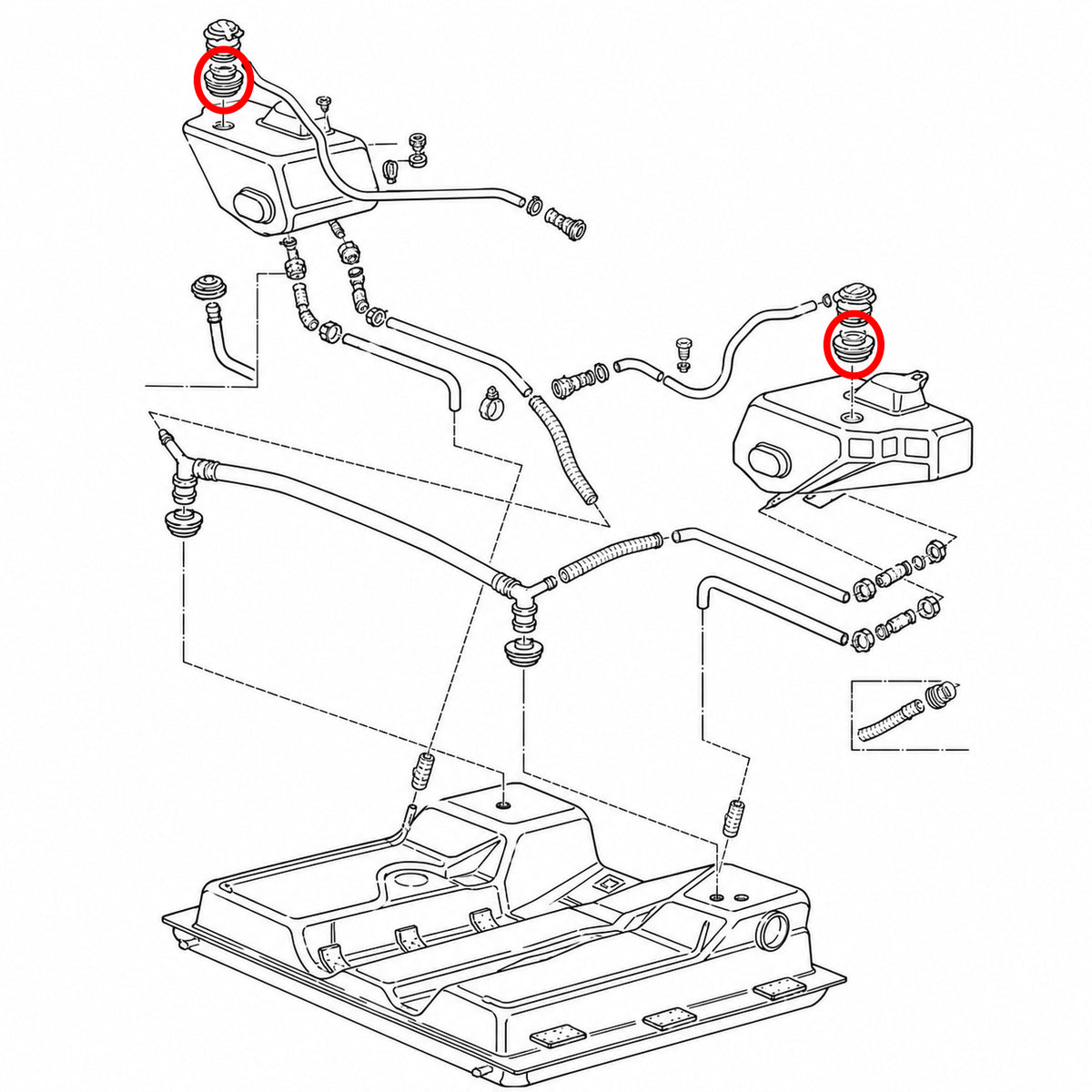 Clapet de dégazage caoutchouc réservoir d'expansion carburant | VW T3 Combi 05/79-07/92 | N90100501