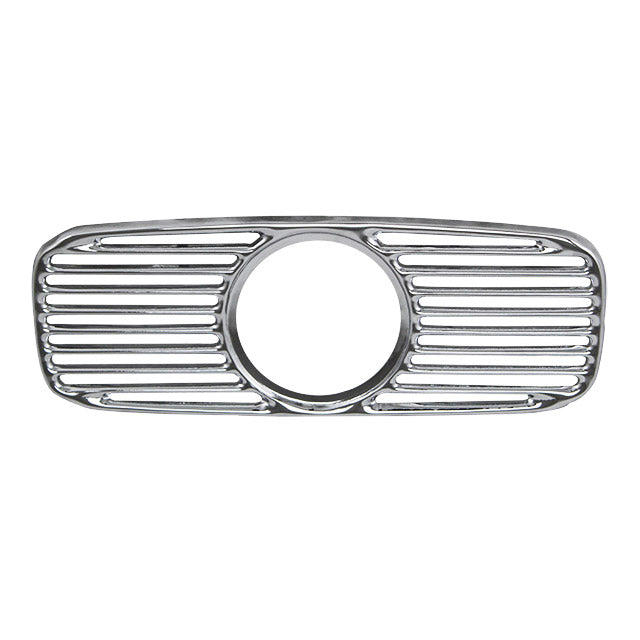 Grille in dashboard met klokgat, chroom detail — Kever