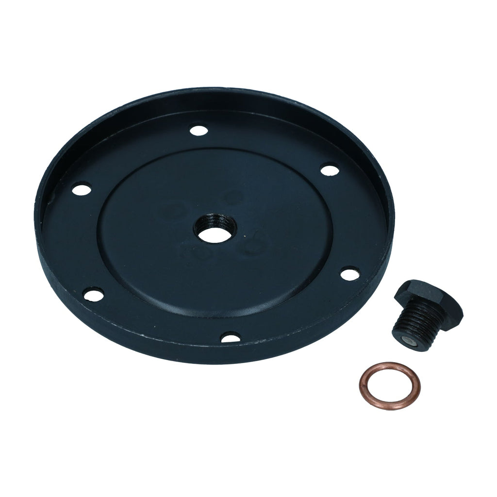 Olieverversingsplaat met aflaatplug detail — T1, T2, Kever, KG