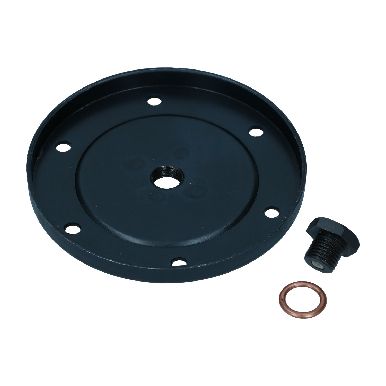 Olieverversingsplaat met aflaatplug detail — T1, T2, Kever, KG