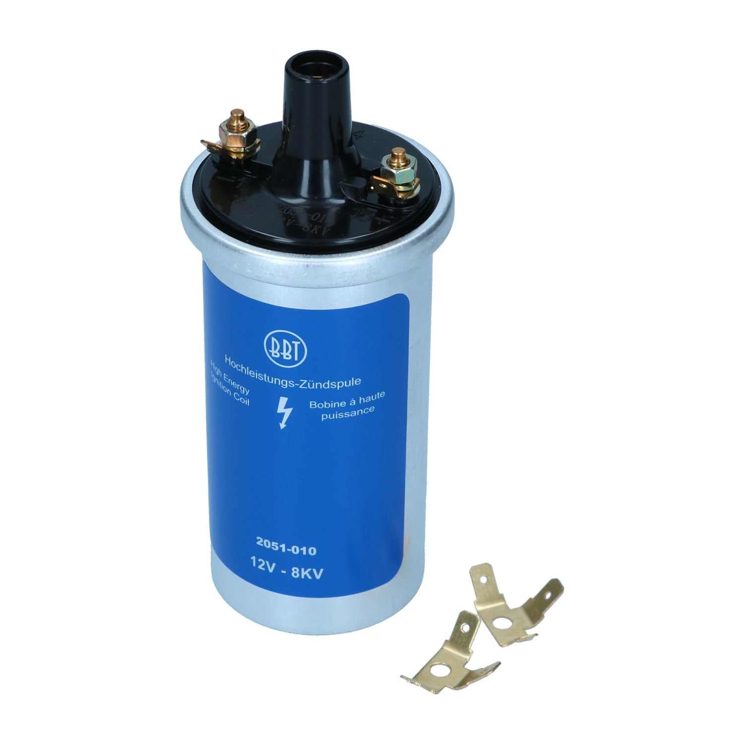 Bobijn blauw 12 volt detail — T1, T2, Kever, KG