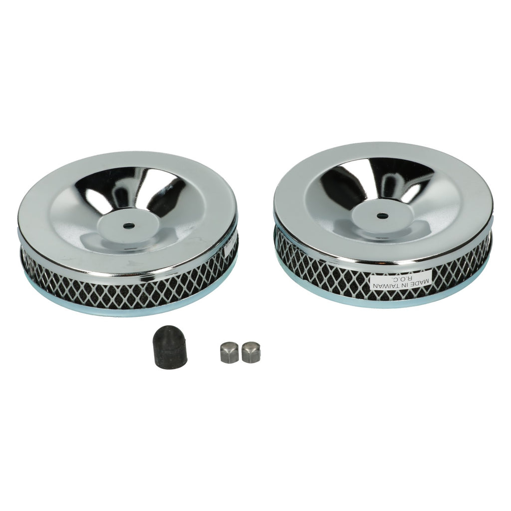 Gechromeerde luchtfilter, voor dubbele carburator, per paar — VintageDub