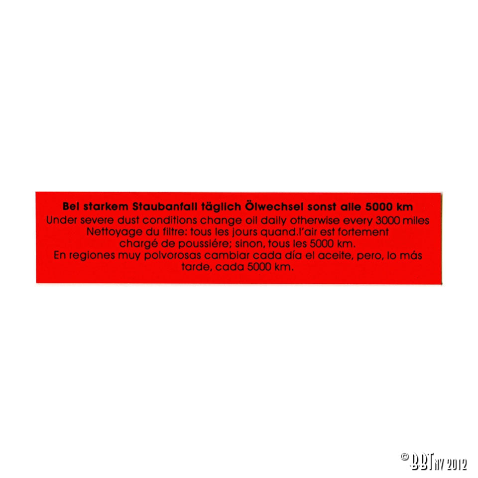 Sticker luchtfilter voor T1, Kever, KG — VintageDub
