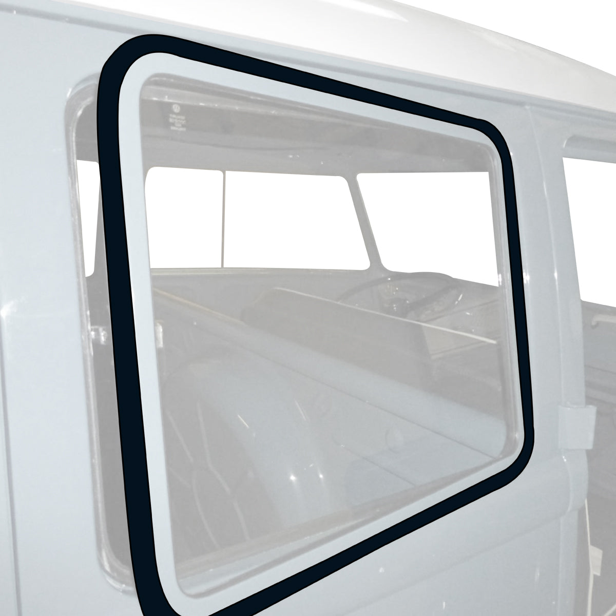 Rubber pop-out buitenkant zijruit detail — T1