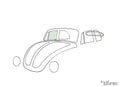 Deurruit rechts, Cabrio, groen voor Kever — VintageDub