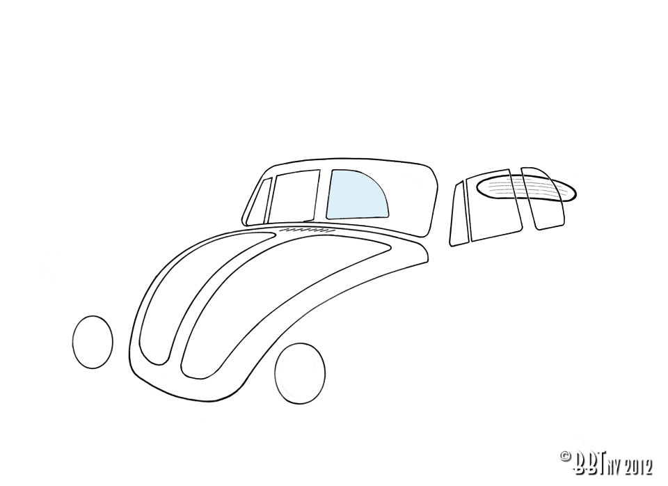 Zijruit achteraan, rechts, Cabrio voor Kever — VintageDub