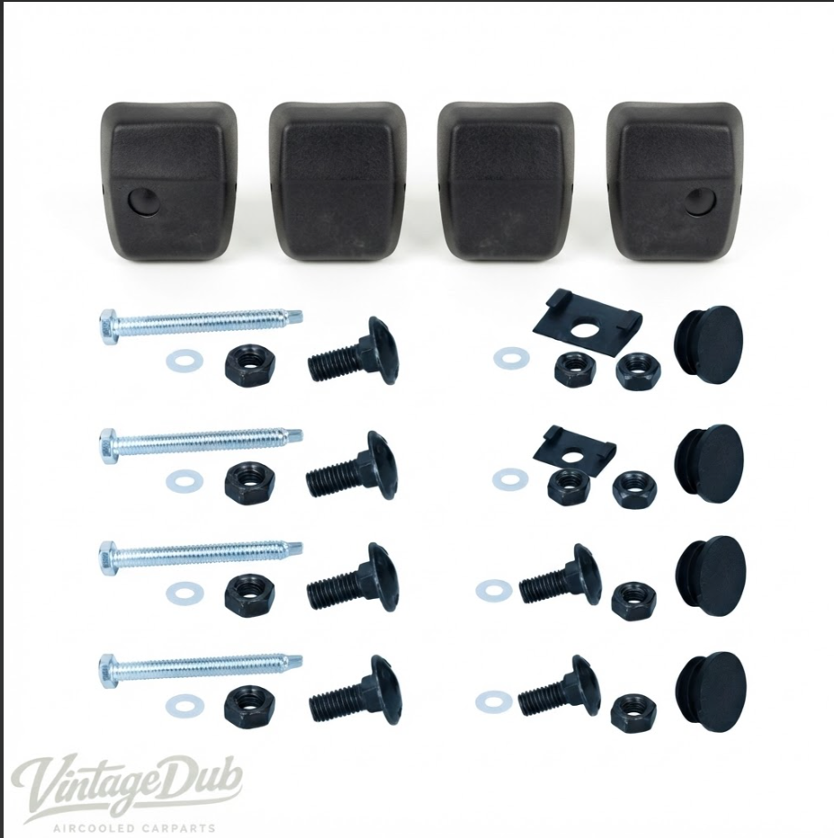 Set de coins de pare-chocs, 4 pièces avec kits de montage | VW T3 Bus 08/79-07/92 | 251 807 123A + 251 807 124A + 251 898 065