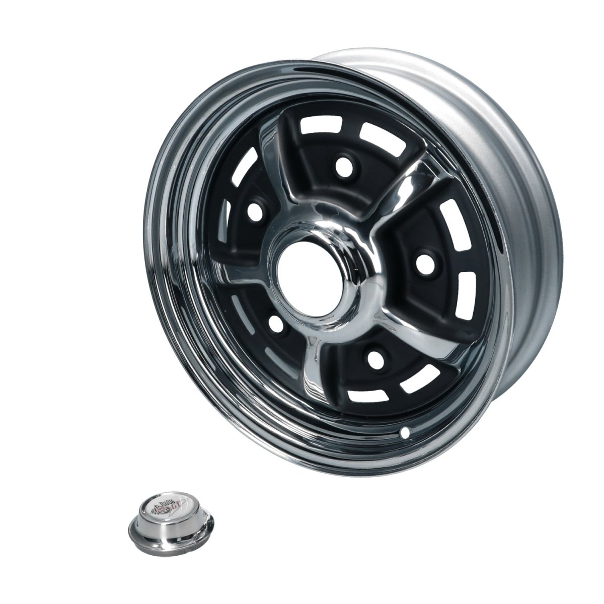 BBT Sprintstar 5,5 x 15", ET +25 chroom/zwart, 5-gaats (5x205) velg