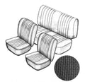 VW Kever | TMI Stoelbekleding set, zonder hoofdsteun, zwart basket vinyl | Kever 08/73 - 07/76 sedan