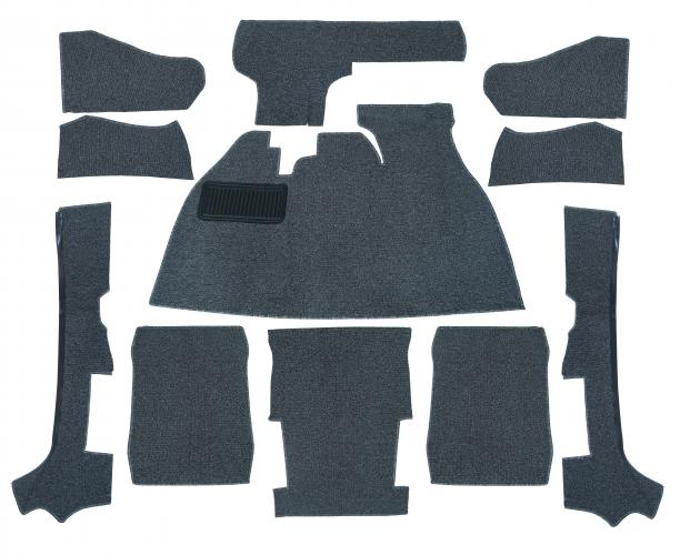 VW Kever | TMI Bouclé interieur tapijtset, gemeleerd grijs (11-delig) | Kever cabriolet LHD 08/72 en later