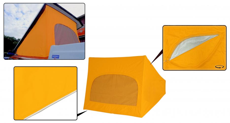 VW T2 Bus | Westfalia kantel hefdak tentdoek 1 raam geel, 11/73-07/79