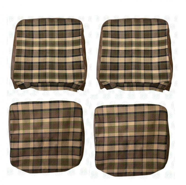 VW T2 Bus | Stoelbekleding set geblokt bruin/beige, set voor twee stoelen
