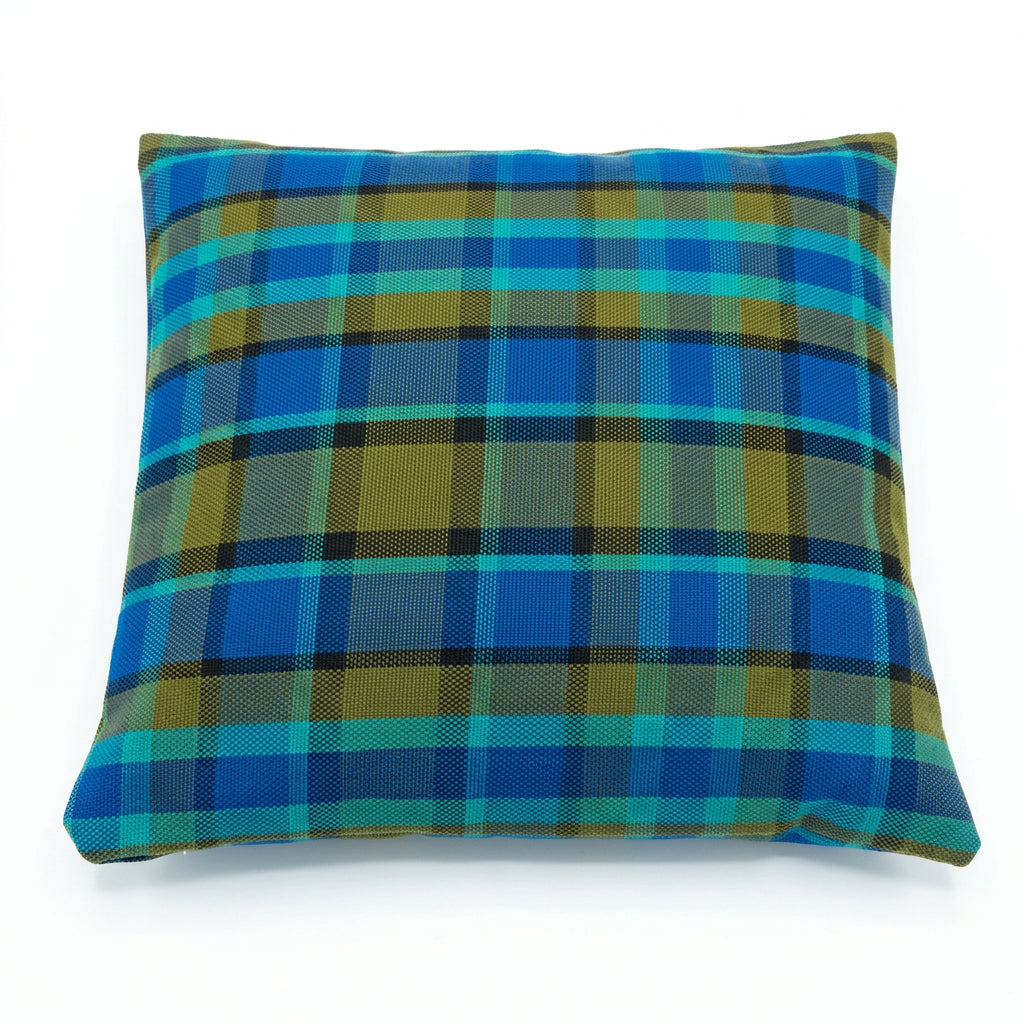 Westfalia kussen geruit blauw/groen 40 x 40cm originele Westfalia stof – VW T2 Bus Westfalia – detail 3