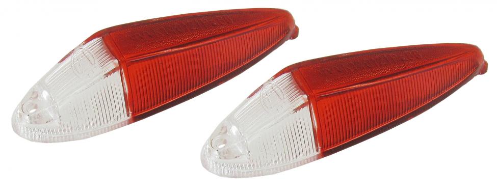 VW Type 3 | Hella Lentille de feu de position transparente/rouge (par paire) | Type 3 | 311949109